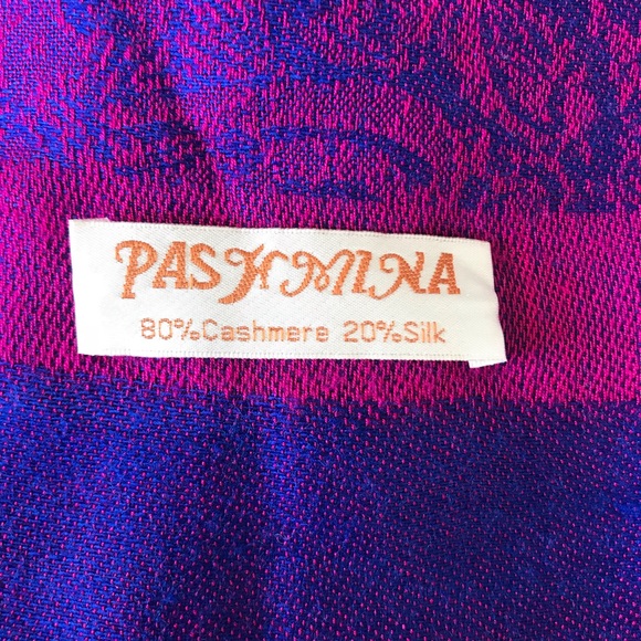 NWOT Purple Patterned Silk & Cashmere Blend Scarf - Picture 2 of 2